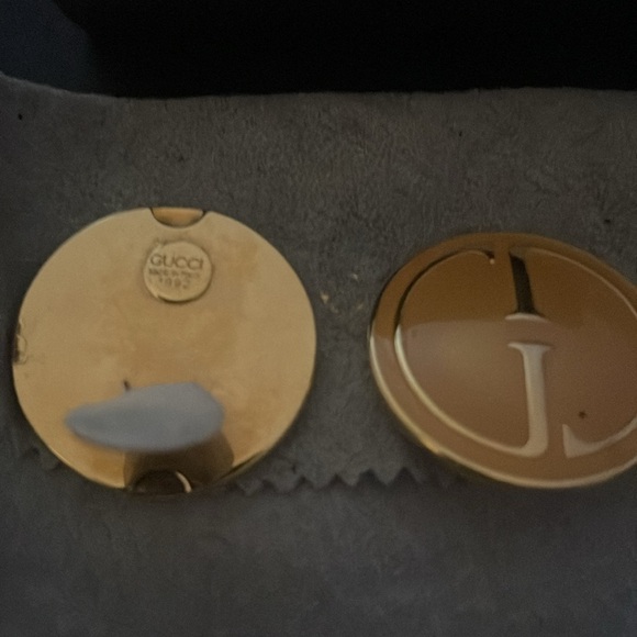 GUCCI Earrings Vintage Rare Logo Clip w2 box - Picture 2 of 2